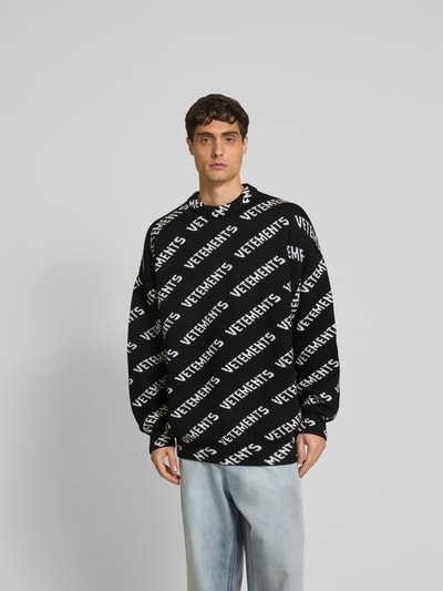 VETEMENTS Oversized Wollpullover in Strick-Optik Black 4