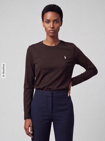 Polo Ralph Lauren Longsleeve mit Logo-Stitching Dunkelbraun 4