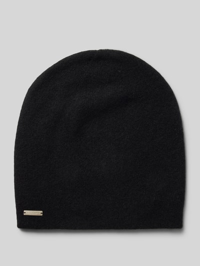 Seeberger Beanie aus reinem Kaschmir mit Label-Detail Black 1