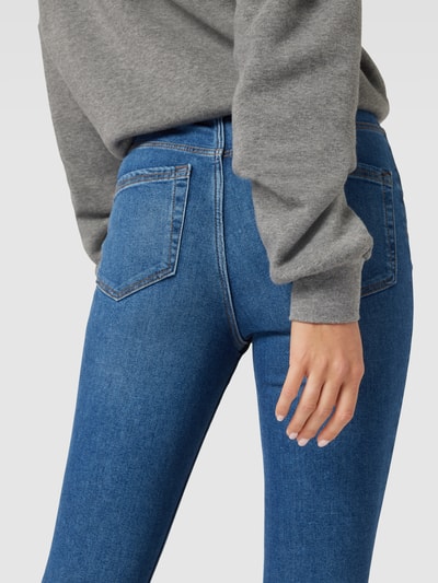 Pieces Skinny Fit High Waist Jeans mit Kontrastnähten Jeansblau Melange 3