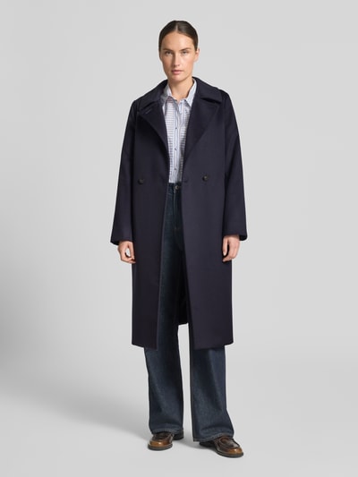 Max Mara Studio Gerader Mantel aus reiner Schurwolle Modell 'BCOLLAG' Dunkelblau 1