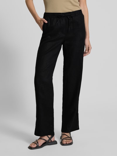 Christian Berg Woman Straight Leg Leinenhose mit Tunnelzug Black 4