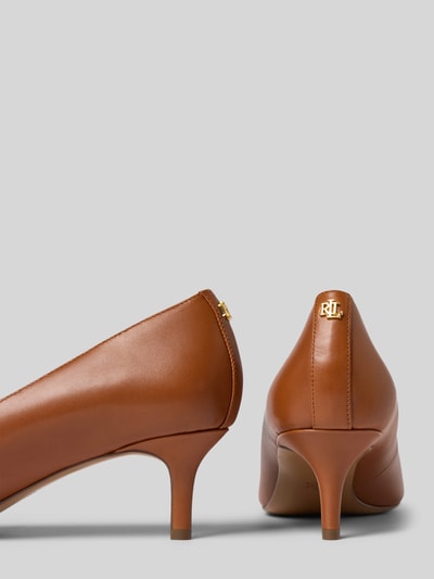 Lauren Ralph Lauren Pumps van leer met elastisch riempje, model 'ADRIENNE' Cognac - 2
