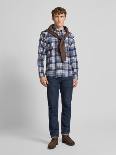 Barbour Tailored Fit Freizeithemd mit Button-Down-Kragen Modell 'Fallbay' Marine 1