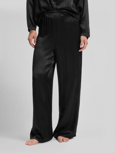 BOSS Regular Fit Pyjamahose aus reiner Viskose mit Allover-Logo-Print Black 4