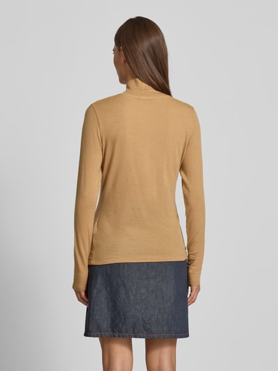 Windsor Shirt met lange mouwen en geribde opstaande kraag Camel - 5