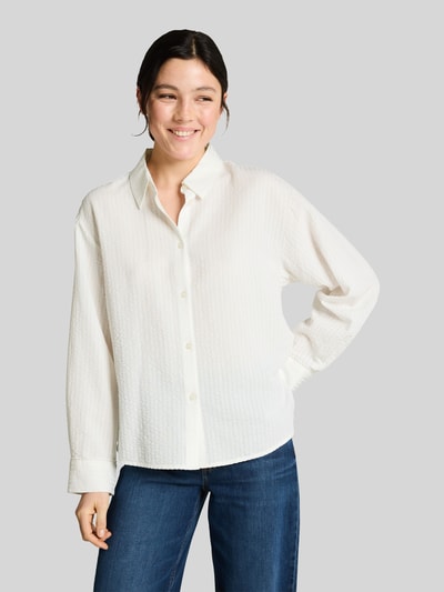 Tom Tailor Denim Regular fit Blouse met lange mouwen van Katoenmix Offwhite - 4