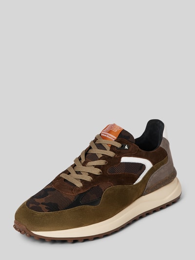 Floris Van Bommel Sneakers van leer met vetersluiting model Noppi in middenbruin online kopen P C