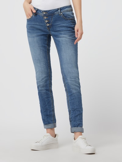 Buena Vista Jeans met labeldetails, model 'Malibu' Lichtblauw - 4