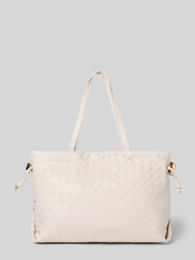Produktfoto, Tote Bag in Leder-Optik Modell 'Riccy' von Liu Jo White in Flecht-Optik, cremefarben, schmale Schulterriemen, rechteckige Form, strukturiertes Material, sichtbares Reißverschlussfach innen, Maße 40x30x17 cm, Schulterriemen 57 cm, Magnetverschluss