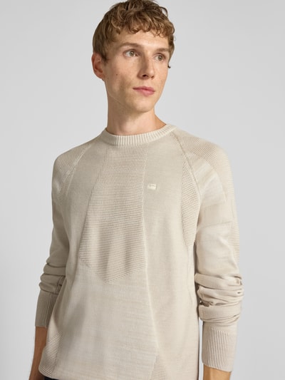 G-Star Raw Gebreide pullover met logostitching en ronde hals Offwhite - 3
