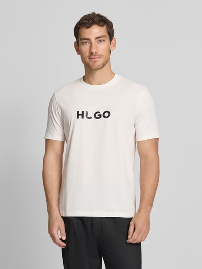 HUGO Regular Fit T-Shirt aus reiner Baumwolle Modell 'DUMEO' Kitt 4