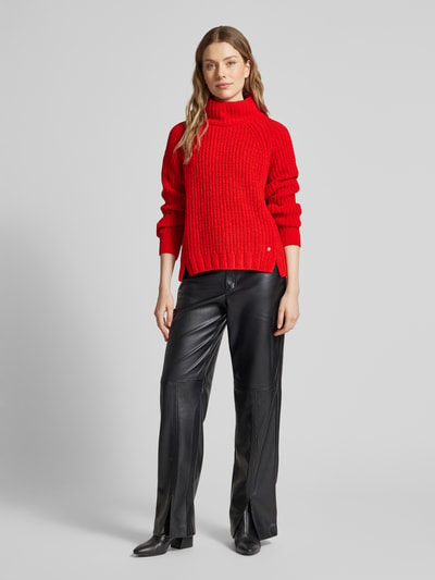 monari Gebreide pullover met opstaande kraag, model 'Chenille' Rood - 1