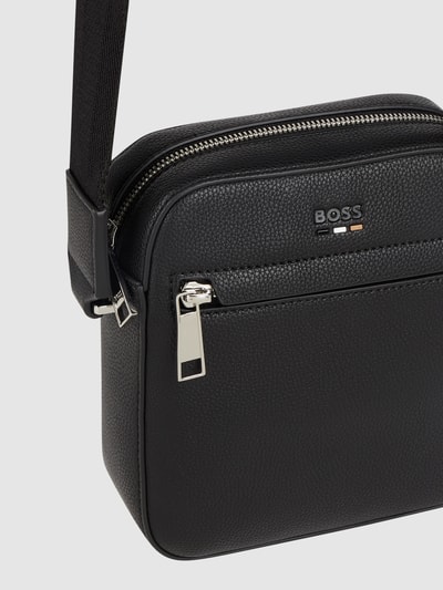 BOSS Crossbodytas met labeldetail, model 'Ray' Zwart - 5