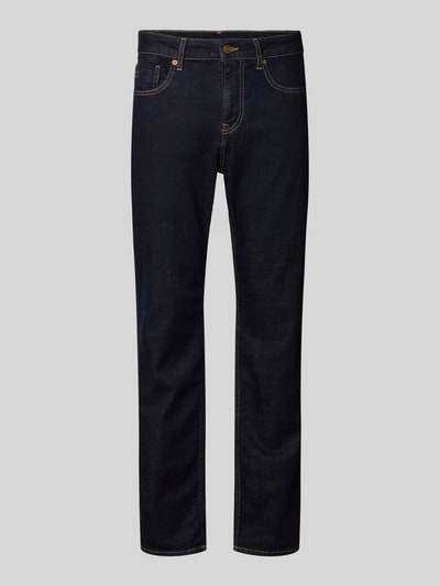 Produktfoto, Herren Regular Fit Jeans aus Baumwoll-Mix Modell 'Cash' von Pepe Jeans in dunkler Denim-Optik mit Label-Patch, Nieten, 5-Pocket-Design, Twill Materialverarbeitung