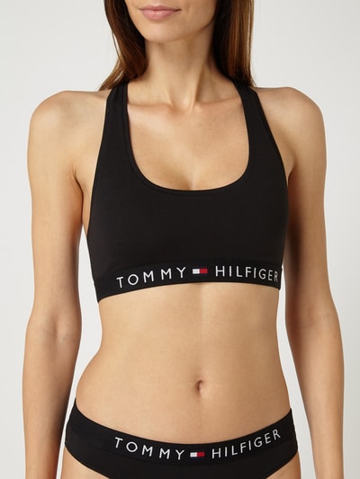 TOMMY HILFIGER Bustier met logo in band - beugelloos Zwart - 4