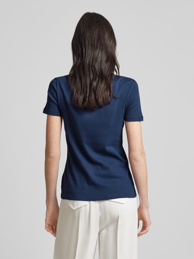 Montego T-shirt met V-hals in effen design Donkerblauw - 5