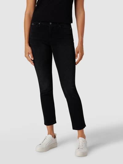 Cambio Low rise straight fit jeans met labelapplicatie Zwart - 4