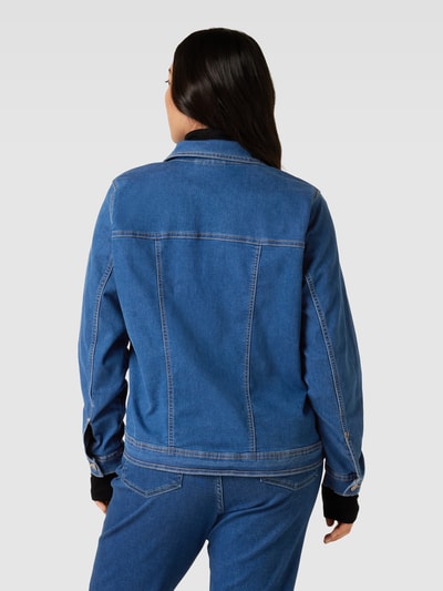 KAFFE Curve PLUS SIZE jeansjack met siernaden, model 'Vika' Donkerblauw - 5