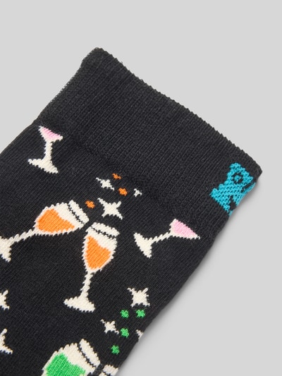 Happy Socks Socken mit Motiv-Stitching Modell 'Cheers' Black 2