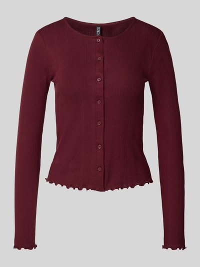 Pieces Kurtka z dzianiny o kroju slim fit z czystej bawełny model ‘MARIE’ Ciemnoczerwony 2