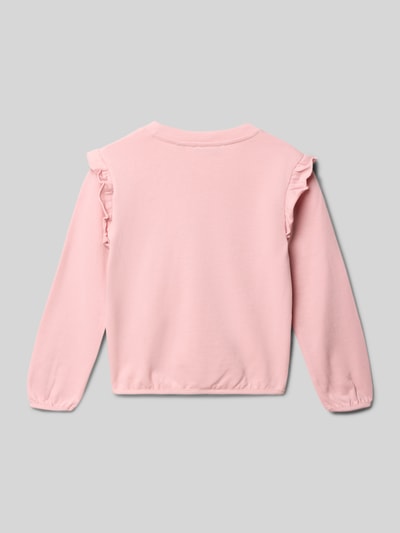 Productfoto, Sweatshirt met motiefstitching van Blue Seven voor kinderen, puur katoen, regular fit, ronde hals, lichtroze kleur, gladde structuur
