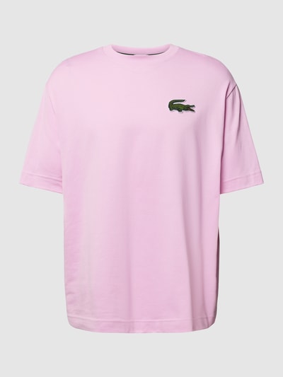 Lacoste T-shirt o luźnym kroju z wyhaftowanym logo Brudnoróżowy 2