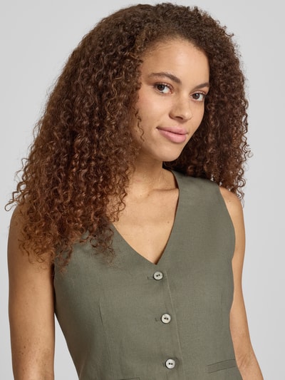 ONLY Regular Fit Leinenweste mit Bindeband Modell 'GOA' Oliv 3