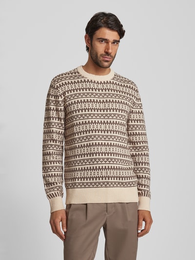 SELECTED HOMME Strickpullover mit gerippten Abschlüssen Modell 'FARFLY' Offwhite 4