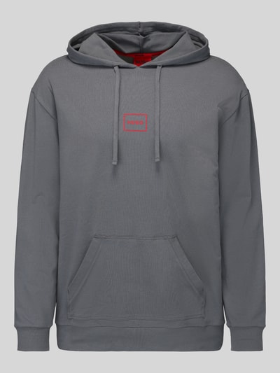 Produktfoto, Regular Fit Sweatjacke aus Baumwoll-Mix Modell 'Laze Hoodie' von HUGO, szary kolor, prosty krój, gładka tekstura, Herren Hoodie von HUGO