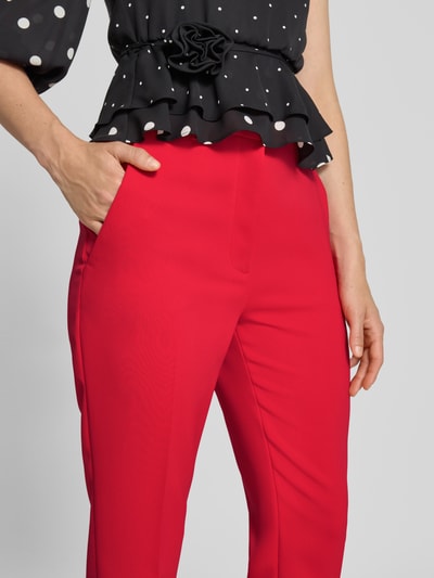 Marc Cain Feminine fit stoffen broek met persplooien Rood - 3
