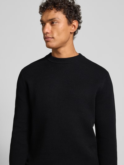 SELECTED HOMME Regular fit gebreide pullover van puur katoen, model 'DANE' Zwart - 3