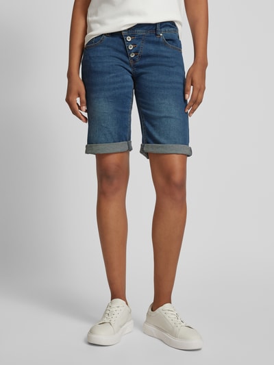 Buena Vista Regular Fit Jeansshorts mit asymmetrischer Knopfleiste Dunkelblau 4