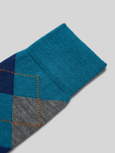 Burlington Socken mit Label-Detail Modell 'Edinburgh' Blau 2