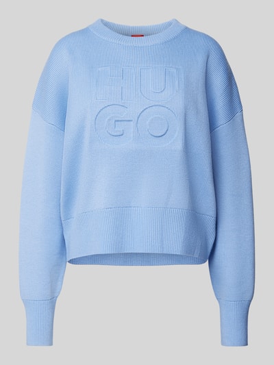 HUGO Strickpullover mit überschnittenen Schultern Modell 'Sisminye' Hellblau 2