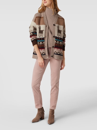 Weekend Max Mara Gebreid jack met motiefmix, model 'Distel' Zand - 1