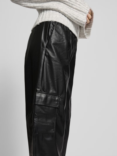 Only Stoffen broek in leerlook, model 'FADUMA' Zwart - 3