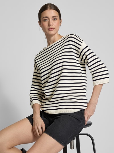 Milano Italy Gebreide pullover met 3/4-mouwen Zwart - 3