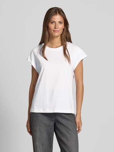 Jake*s Casual T-shirt z prążkowanym okrągłym dekoltem Biały 4