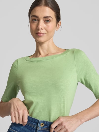 Tom Tailor Slim Fit T-Shirt mit U-Boot-Ausschnitt Hellgruen 3