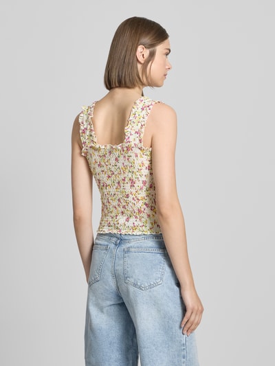 Pieces Top o kroju slim fit z wzorem na całej powierzchni model ‘TAYLIN’ Żółty 5