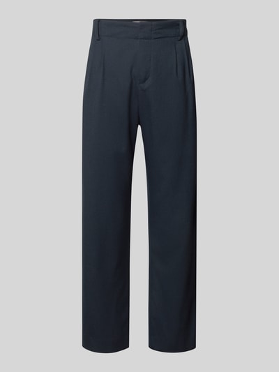 Produktfoto, Stoffhose mit Gesäßtaschen Modell 'DISPATCH' von Drykorn, dunkelblau, Regular Fit, Material-Mix mit Viskose, glatte Textur