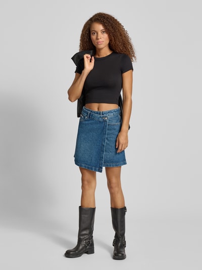 Calvin Klein Jeans Jeansrock in Wickel-Optik mit Label-Detail Jeansblau 1