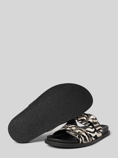 Steve Madden Slippers van leer met klittenbandsluiting, model 'AGENT' Zwart - 4