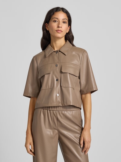 comma Blazer in Leder-Optik Taupe 4