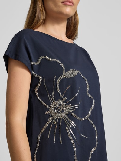 s.Oliver BLACK LABEL Regular fit T-shirt van katoenmix Marineblauw - 3