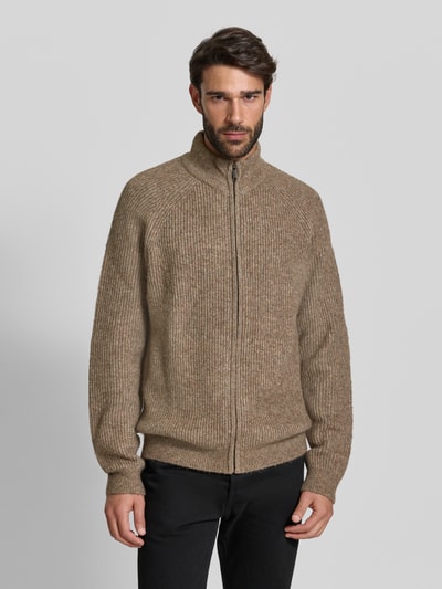 MCNEAL Gebreid jack met ritssluiting Middenbruin gemêleerd - 4