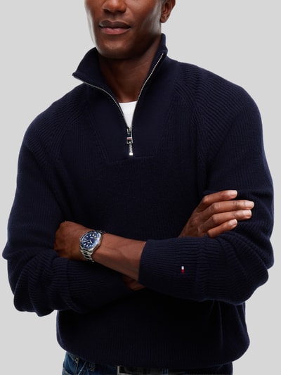 Tommy Hilfiger Regular Fit Troyer mit Woll-Baumwoll-Anteil Marine 3