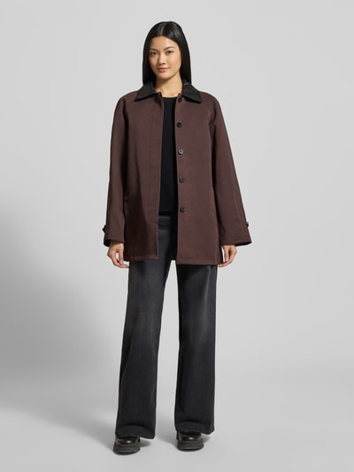 Staud Trenchcoat mit Umlegekragen und verdeckter Knopfleiste Dunkelbraun 1