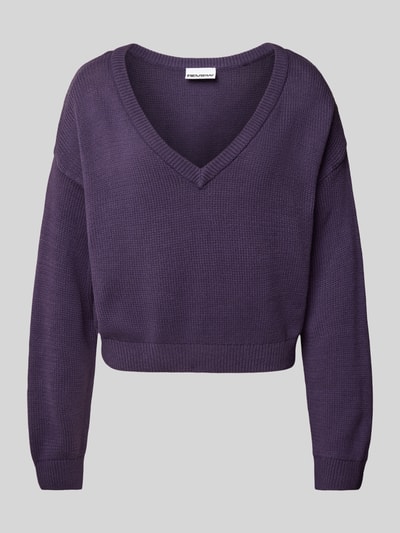 Review Strickpullover mit V-Ausschnitt Purple 1